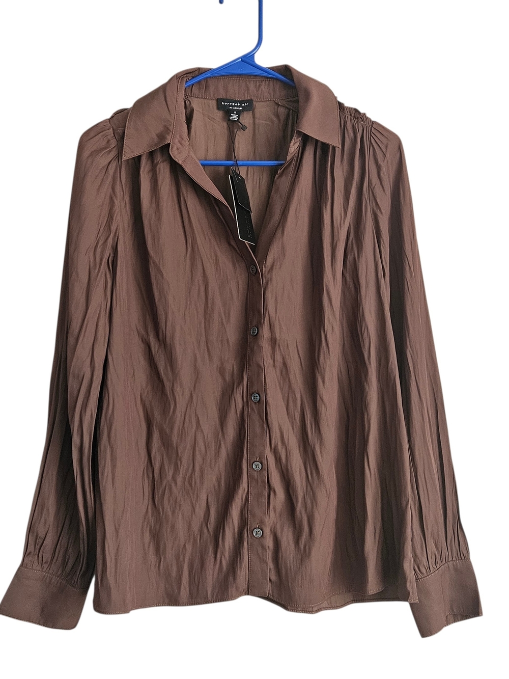 NWT Curren Air Brown Button-Down Long Sleeve Blouse Size S